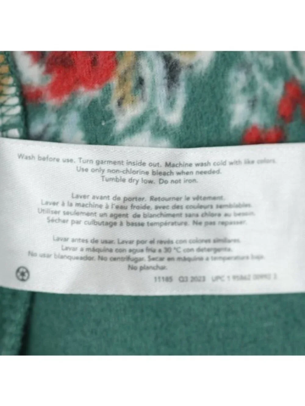 Carter's Infant Size 9 Months Green Red Floral Fleece Full Zip Footie Pajamas